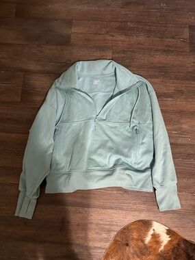 Old Navy Sage Green Quarter-Zip Pullover Sweatshirt
